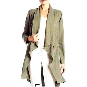 MAX JEANS Drape Front Drawstring Waist Tencel Long Utility Jacket Size Small